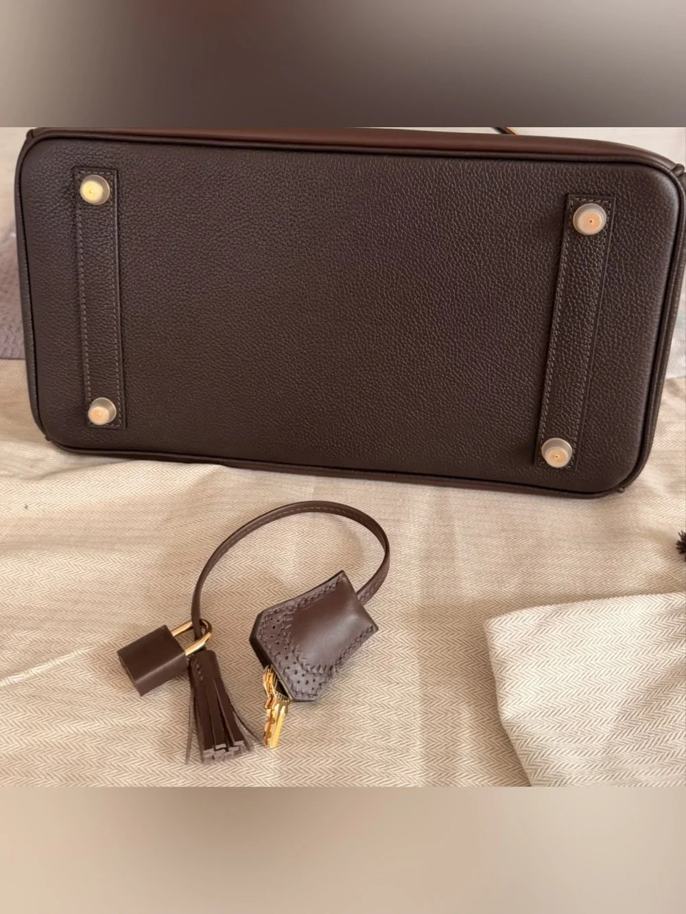 HANDMADE IMPORTED EBENE CHOCOLATE BROWN GHILLES LACE TOGO BIRKIN 30 GHW